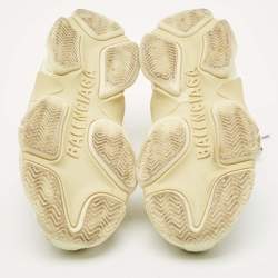 Pre Owned Balenciaga White Leather and Mesh Triple S Sneakers Size 38