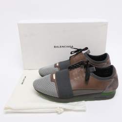 Pre Owned Balenciaga Multicolor Leather and Mesh Race Runner Low Top Sneakers Size 43