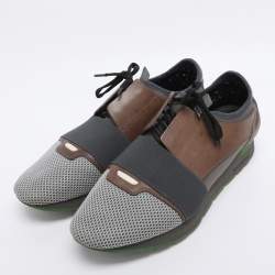 Pre Owned Balenciaga Multicolor Leather and Mesh Race Runner Low Top Sneakers Size 43