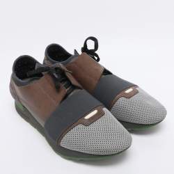 Pre Owned Balenciaga Multicolor Leather and Mesh Race Runner Low Top Sneakers Size 43