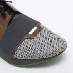 Pre Owned Balenciaga Multicolor Leather and Mesh Race Runner Low Top Sneakers Size 43