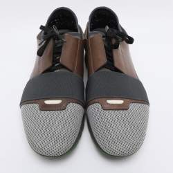 Pre Owned Balenciaga Multicolor Leather and Mesh Race Runner Low Top Sneakers Size 43