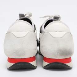 Pre Owned Balenciaga White Leather and Mesh Race Runner Low Top Sneakers Size 43