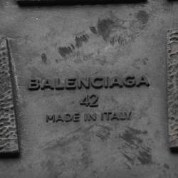 Pre Owned Balenciaga Grey Knit Fabric and Leather Race Runner Low Top Sneakers Size 42