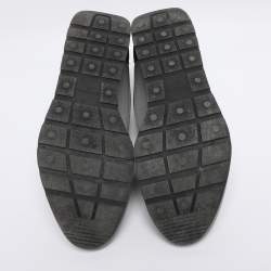 Pre Owned Balenciaga Grey Knit Fabric and Leather Race Runner Low Top Sneakers Size 42