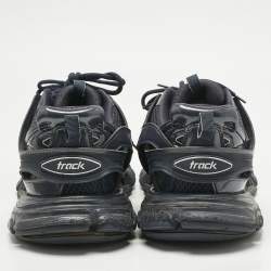 Pre Owned Balenciaga Navy Blue Faux Leather and Mesh Track Sneakers Size 46