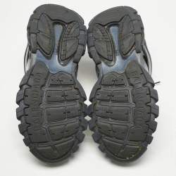 Pre Owned Balenciaga Navy Blue Faux Leather and Mesh Track Sneakers Size 46