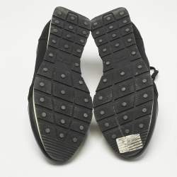 Pre Owned Balenciaga Black Leather and Mesh Race Runner Low Top Sneakers Size 42