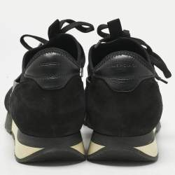 Pre Owned Balenciaga Black Leather and Mesh Race Runner Low Top Sneakers Size 42