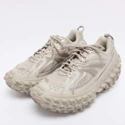 Pre Owned Balenciaga Beige Faux Leather and Mesh Defender Sneakers Size 43