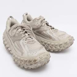Pre Owned Balenciaga Beige Faux Leather and Mesh Defender Sneakers Size 43