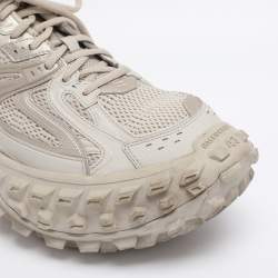 Pre Owned Balenciaga Beige Faux Leather and Mesh Defender Sneakers Size 43