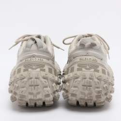 Pre Owned Balenciaga Beige Faux Leather and Mesh Defender Sneakers Size 43