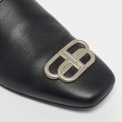 Pre Owned Balenciaga Black Leather Cosy BB Flat Mules Size 42