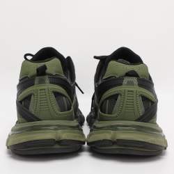 Pre Owned Balenciaga Green/Black Faux Leather and Mesh Track 2 Sneakers Size 44