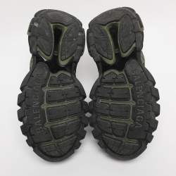 Pre Owned Balenciaga Green/Black Faux Leather and Mesh Track 2 Sneakers Size 44