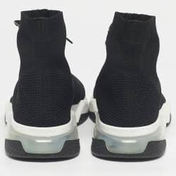 Pre Owned Balenciaga Black Knit Fabric Speed 2.0 Trainer High Lace Up Sneakers Size 47