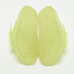 Pre Owned Balenciaga Green Rubber Mallorca Flat Slides Size 42