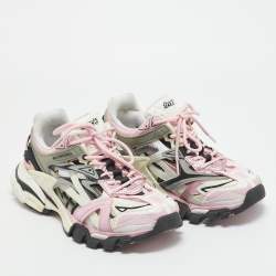 Pre Owned Balenciaga Tricolor Faux Leather and Mesh Track 2 Sneakers Size 40