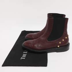 Pre Owned Balenciaga Burgundy Elastane and Leather Chelsea Boots Size 41.5