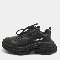 Pre Owned Balenciaga Navy Blue Faux Leather Triple S Clear Sole Sneakers Size 40