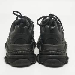 Pre Owned Balenciaga Navy Blue Faux Leather Triple S Clear Sole Sneakers Size 40