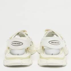 Pre Owned Balenciaga White Faux Leather and Rubber Track Flat Sandals Size 42