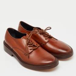 Pre Owned Balenciaga Brown Leather Lace Up Derby Size 40