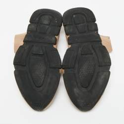 Pre Owned Balenciaga Beige Knit Fabric Speed 2.0 Lace Up High Top Sneakers Size 44