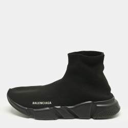 Pre Owned Balenciaga Black Knit Fabric Speed Trainer Sneakers Size 43