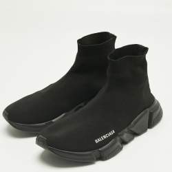 Pre Owned Balenciaga Black Knit Fabric Speed Trainer Sneakers Size 43