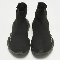 Pre Owned Balenciaga Black Knit Fabric Speed Trainer Sneakers Size 43