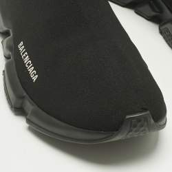 Pre Owned Balenciaga Black Knit Fabric Speed Trainer Sneakers Size 43
