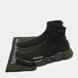 Pre Owned Balenciaga Black Knit Fabric Speed Trainer Sneakers Size 43