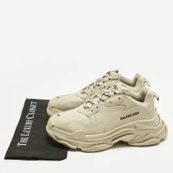 Pre Owned Balenciaga Beige Faux Leather Triple S Sneakers Size 41