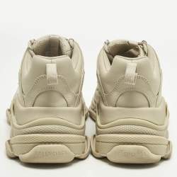 Pre Owned Balenciaga Beige Faux Leather Triple S Sneakers Size 41