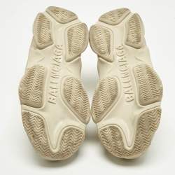 Pre Owned Balenciaga Beige Faux Leather Triple S Sneakers Size 41