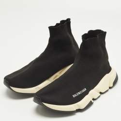 Pre Owned حذاء رياضي بالنسياغا سبيد ترينر نسيج محبوك أسود مقاس 43