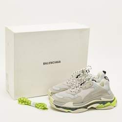 مملوكة مسبقًا Balenciaga Triple S Size 45 Grey Faux Leather and Mesh Lace Up Sneakers