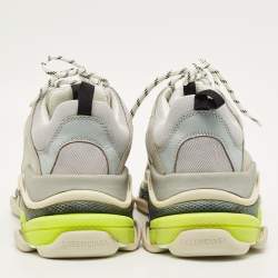 مملوكة مسبقًا Balenciaga Triple S Size 45 Grey Faux Leather and Mesh Lace Up Sneakers