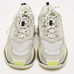 مملوكة مسبقًا Balenciaga Triple S Size 45 Grey Faux Leather and Mesh Lace Up Sneakers