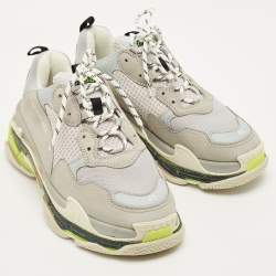 مملوكة مسبقًا Balenciaga Triple S Size 45 Grey Faux Leather and Mesh Lace Up Sneakers