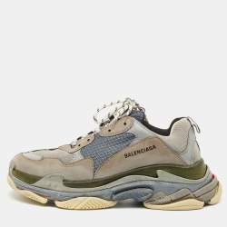 مملوكة مسبقًا Balenciaga Triple S Size 45 Grey/Black Faux Leather and Mesh Low Top Sneakers