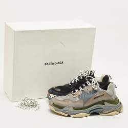 مملوكة مسبقًا Balenciaga Triple S Size 45 Grey/Black Faux Leather and Mesh Low Top Sneakers