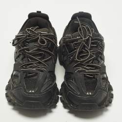 مملوكة مسبقًا Balenciaga Track 2 Size 41 Black Faux Leather and Mesh Lace Up Sneakers