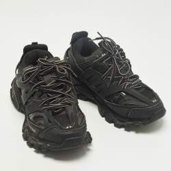 مملوكة مسبقًا Balenciaga Track 2 Size 41 Black Faux Leather and Mesh Lace Up Sneakers