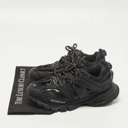 مملوكة مسبقًا Balenciaga Track 2 Size 41 Black Faux Leather and Mesh Lace Up Sneakers
