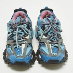 Pre Owned حذاء رياضي بالنسياغا تراك جلد صناعي وشبك أزرق مقاس 38