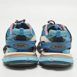 Pre Owned حذاء رياضي بالنسياغا تراك جلد صناعي وشبك أزرق مقاس 38