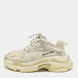 مملوكة مسبقًا Balenciaga Triple S Size 41 White/Grey Leather and Mesh Low Top Sneakers